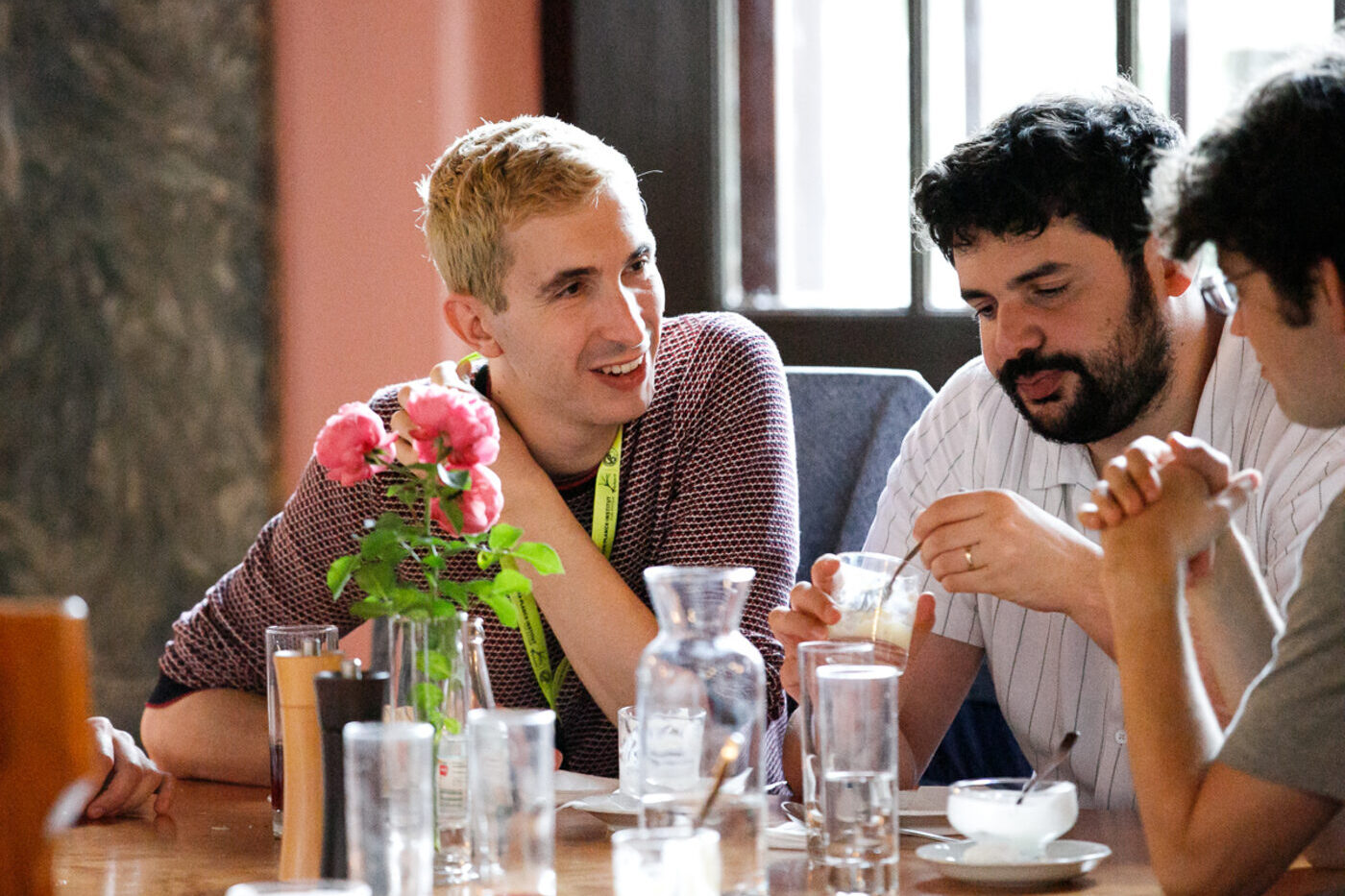 Conversations over coffee at a group retreat